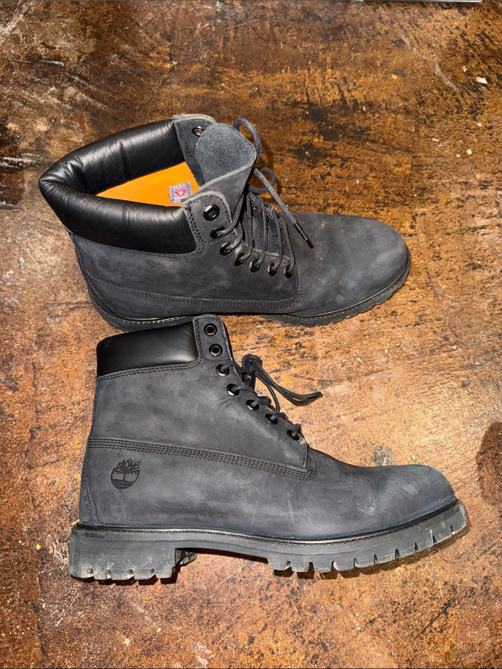 Timberland Black Leather Lace-Up Work Boots Size 11.5